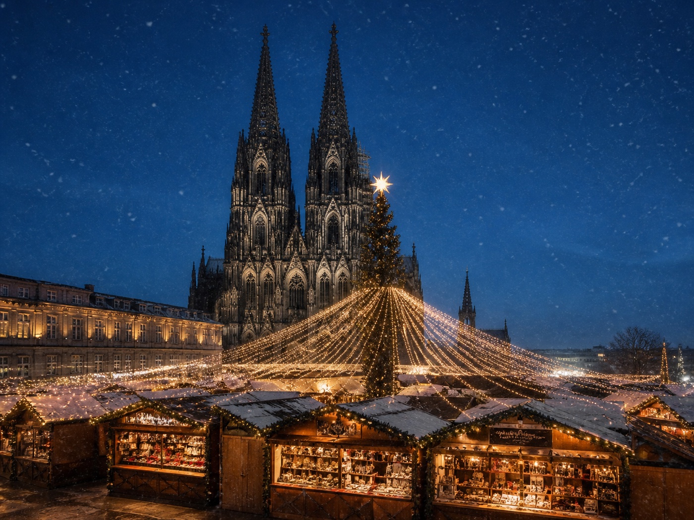 Christmas market beneath Cologne Cathedral